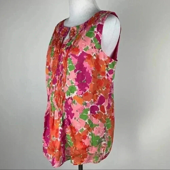 Talbots top sz 8 Floral bib front tank watercolor - Picture 5 of 7